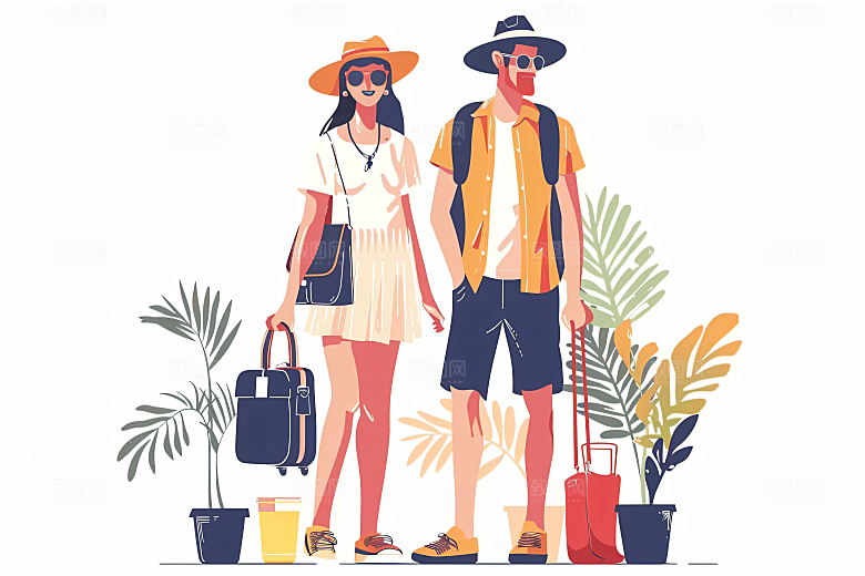 扁平风旅游高清彩色插画