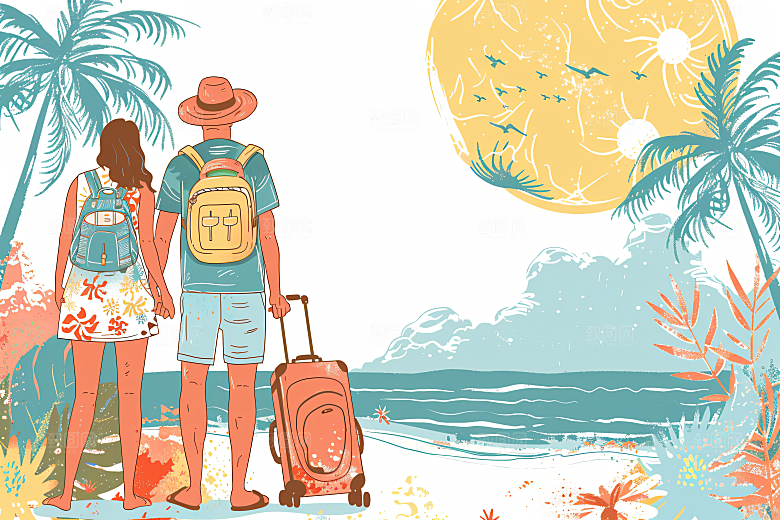 扁平风旅游清新高清插画