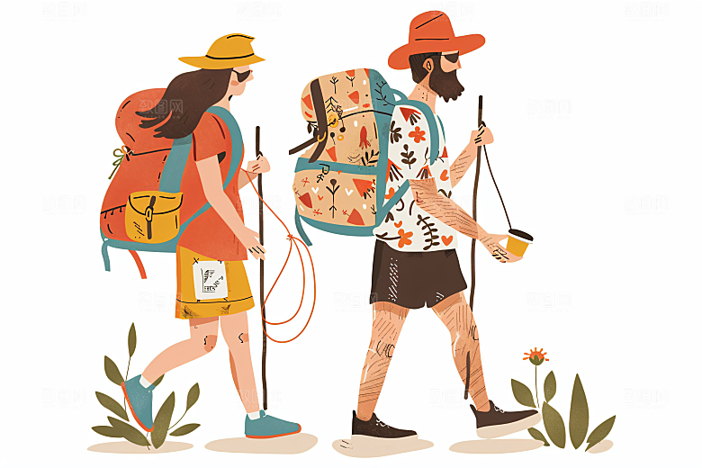 扁平风旅游清新高清插画