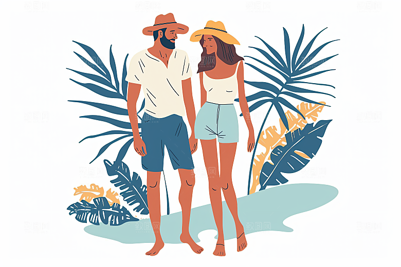 扁平风旅游氛围感高清插画