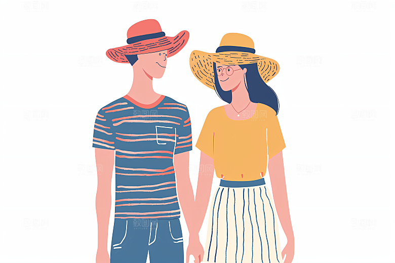 扁平风旅游简约自由行插画