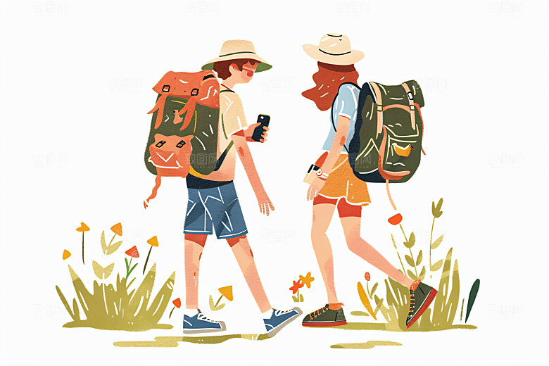 扁平风旅游高清氛围感插画