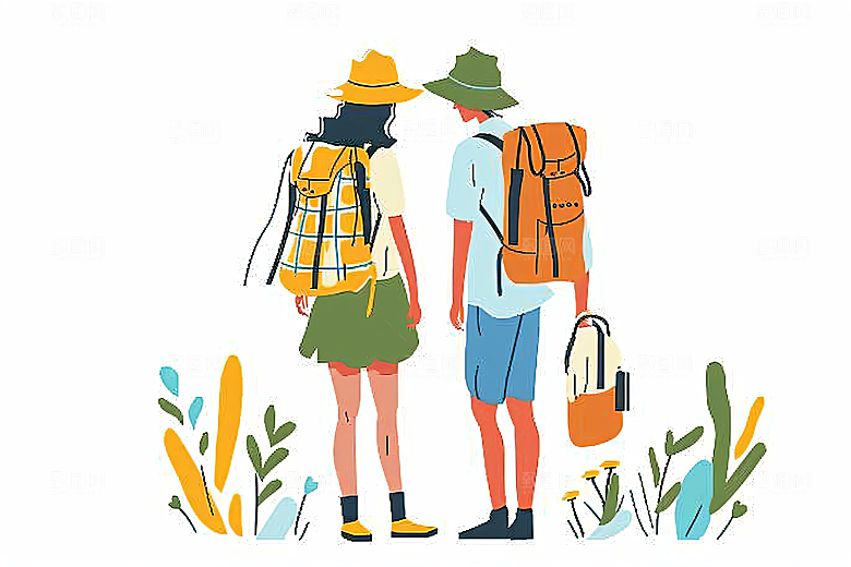 扁平风旅游高清手绘插画