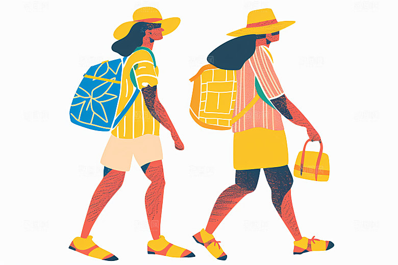 扁平风旅游休闲高清插画