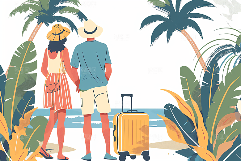 扁平风旅游户外高清插画