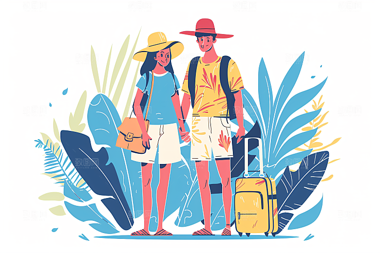 扁平风旅游旅行高清插画