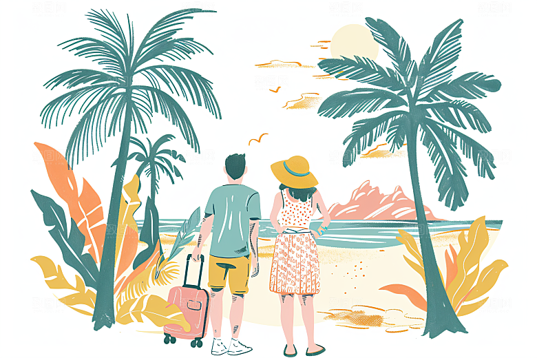 扁平风旅游休闲户外插画