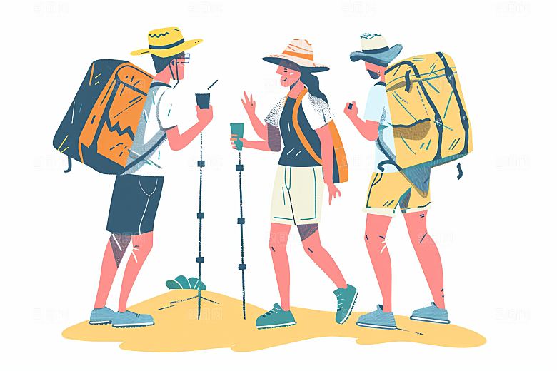 扁平风旅游高清彩色插画