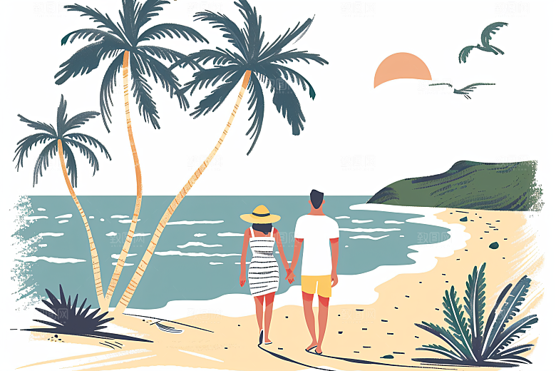 扁平风旅游山野露营插画