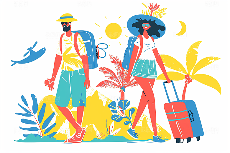 扁平风旅游高清户外插画