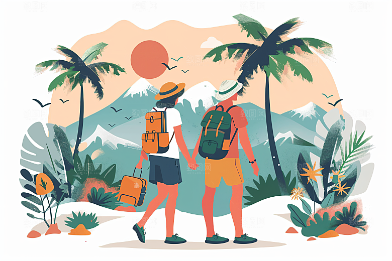 扁平风旅游高清自然插画