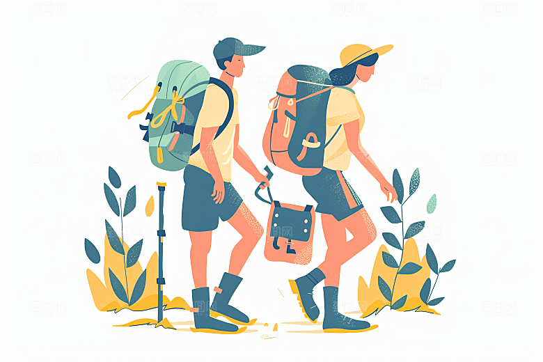 扁平风旅游户外自然插画