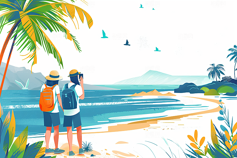 扁平风旅游简约高清插画