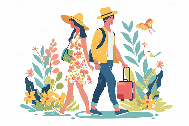 扁平风旅游自然休闲插画