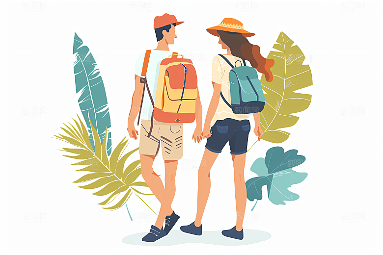 扁平风旅游休闲户外插画