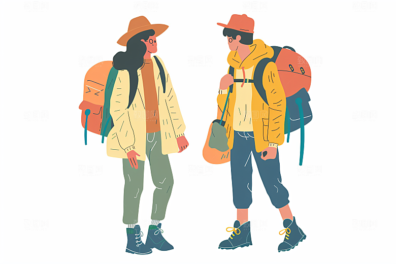 扁平风旅游旅行彩色插画
