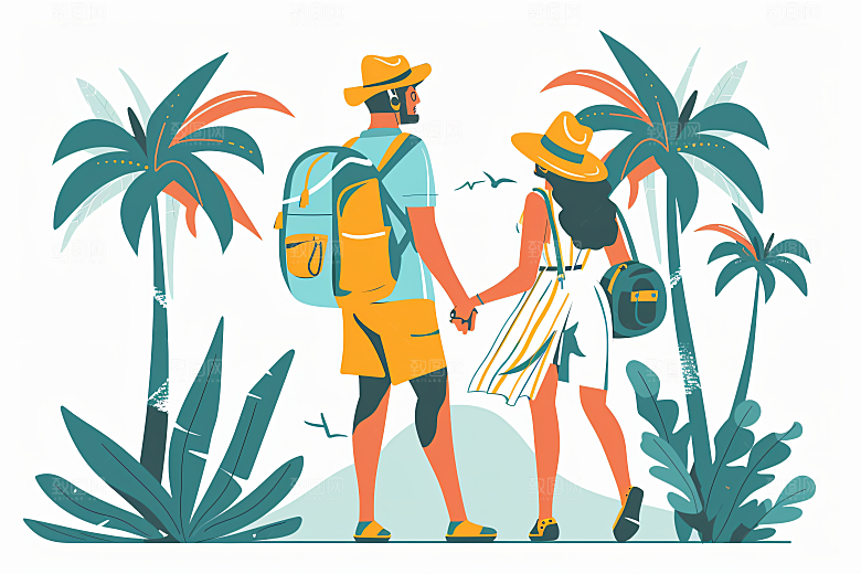 扁平风旅游高清氛围感插画