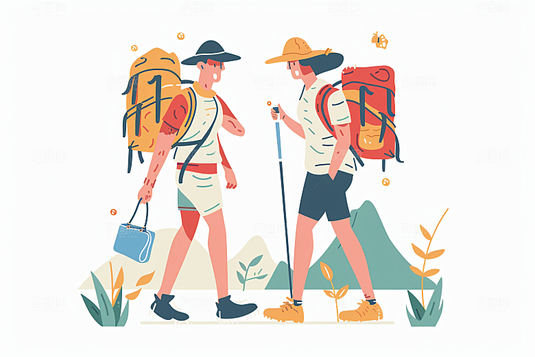 扁平风旅游旅行户外插画