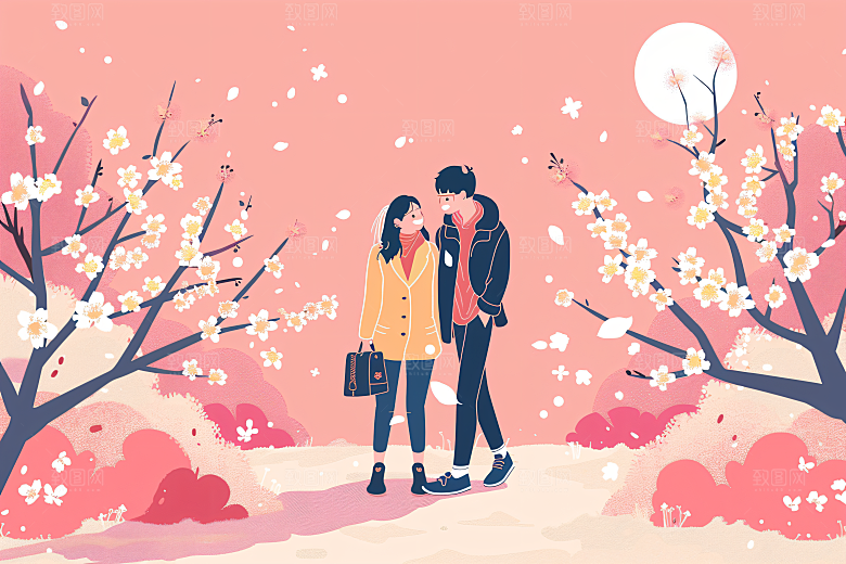 扁平风旅游休闲氛围感插画
