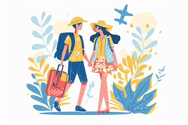 扁平风旅游简约户外插画