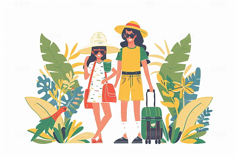 扁平风旅游简约山野插画