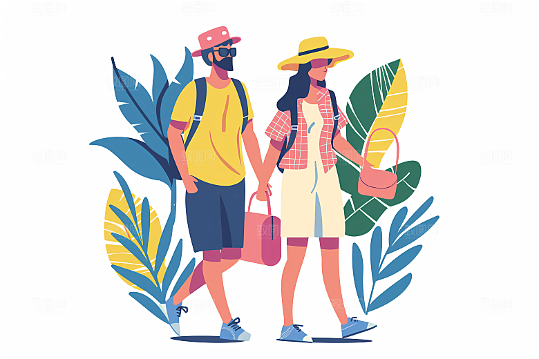 扁平风旅游高清户外插画
