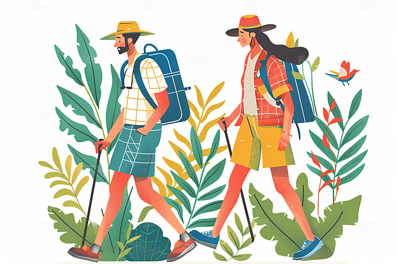 扁平风旅游高清手绘插画