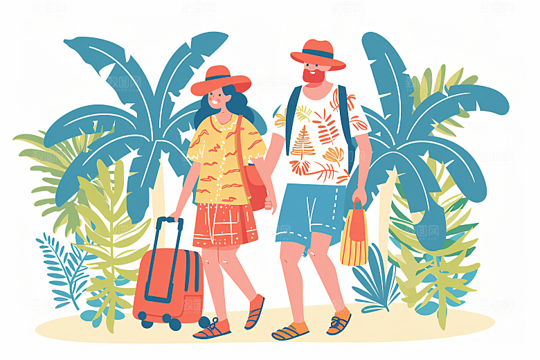 扁平风旅游高清彩色插画