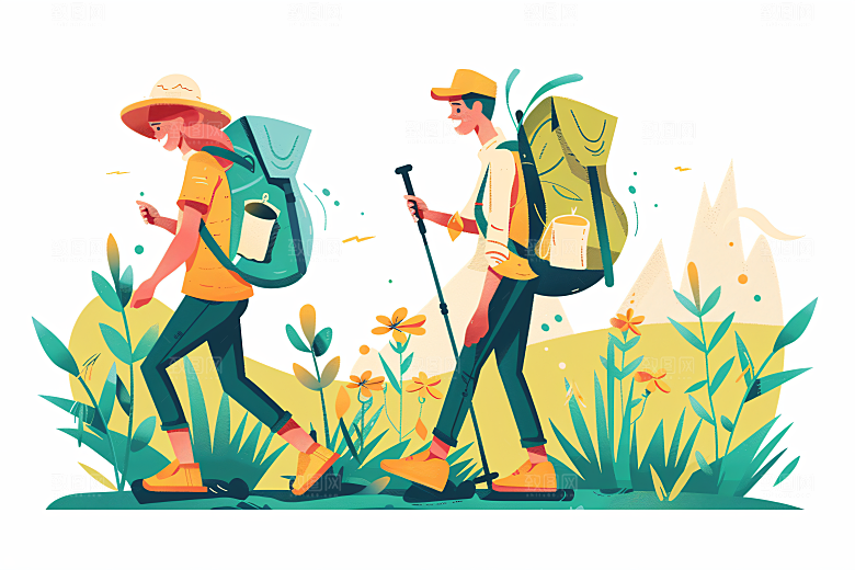 扁平风旅游高清户外插画