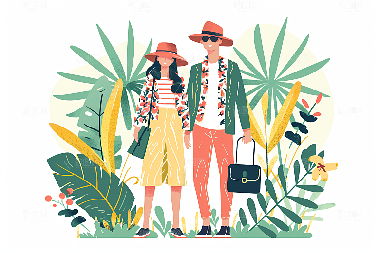 扁平风旅游清新高清插画