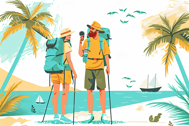 扁平风旅游高清旅行插画