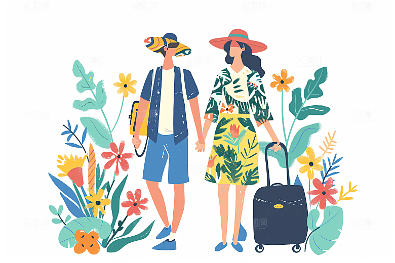 扁平风旅游简约休闲插画