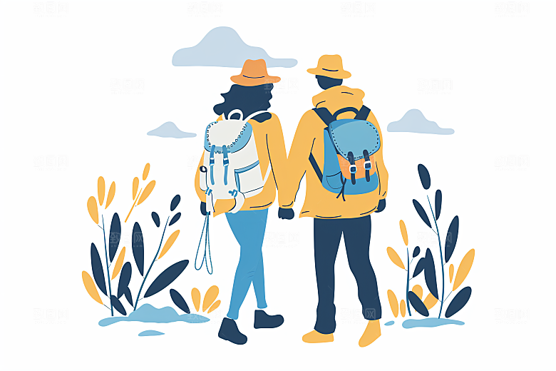扁平风旅游休闲清新插画