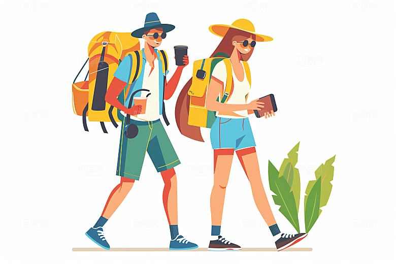 扁平风旅游高清旅行插画