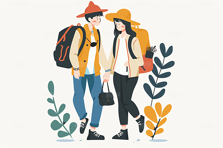 扁平风旅游高清清新插画