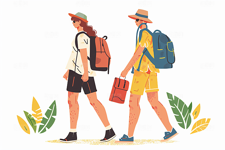 扁平风旅游旅行自然插画