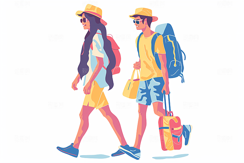 扁平风旅游休闲高清插画