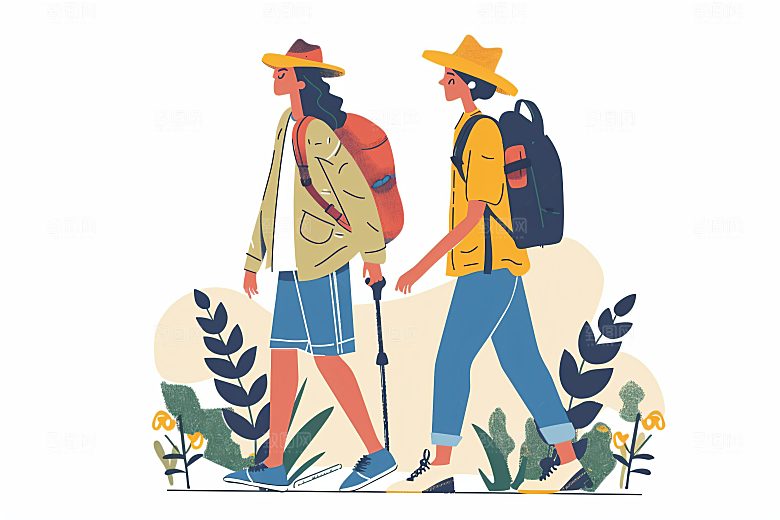 扁平风旅游休闲旅行插画