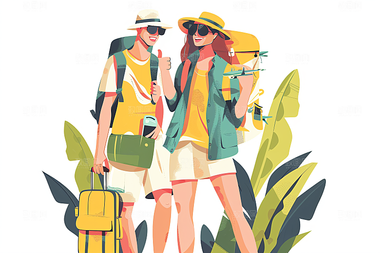 扁平风旅游高清户外插画