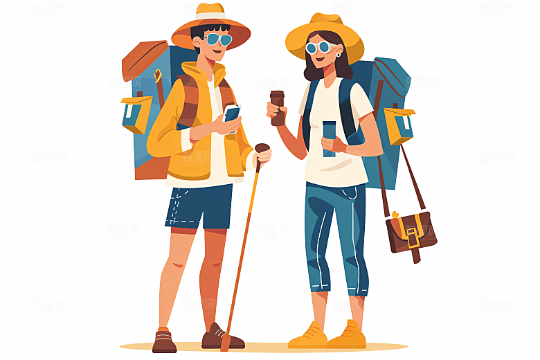 扁平风旅游自然户外插画
