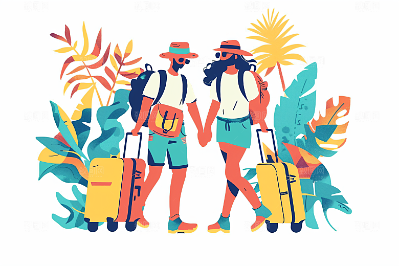 扁平风旅游高清山野插画