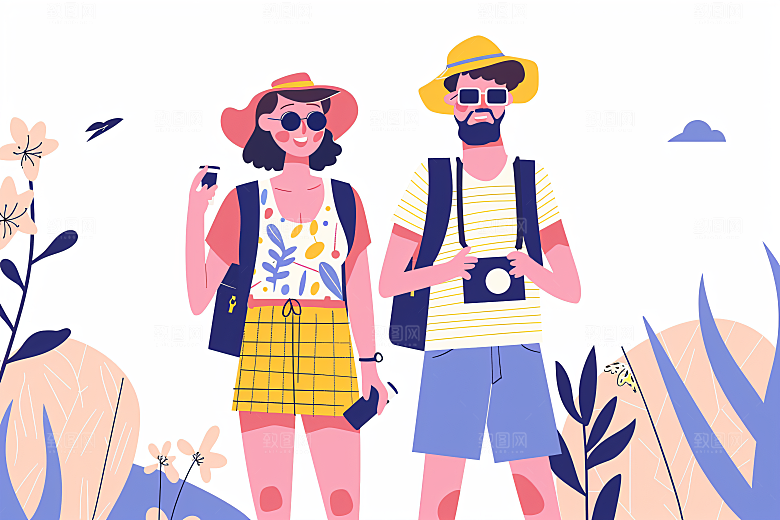 扁平风旅游休闲户外插画