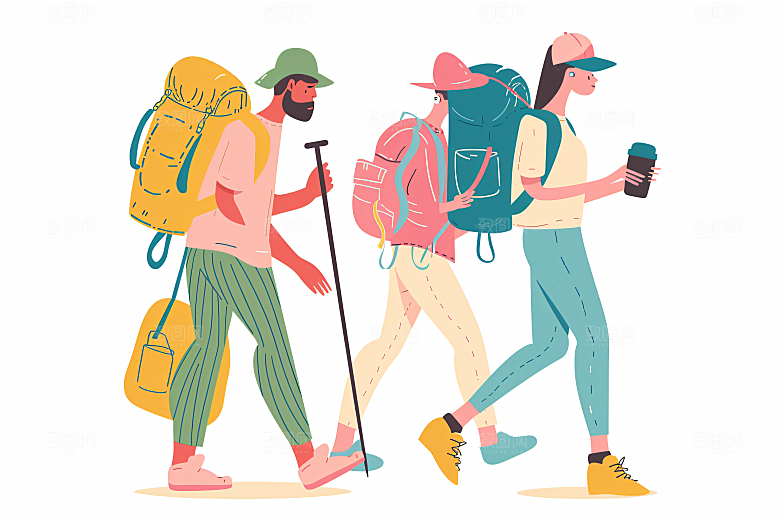 扁平风旅游自然户外插画