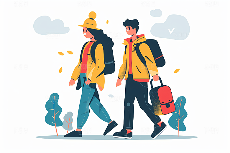 扁平风旅游休闲高清插画