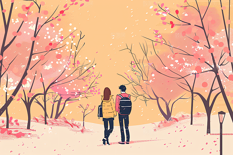 扁平风旅游简约手绘插画