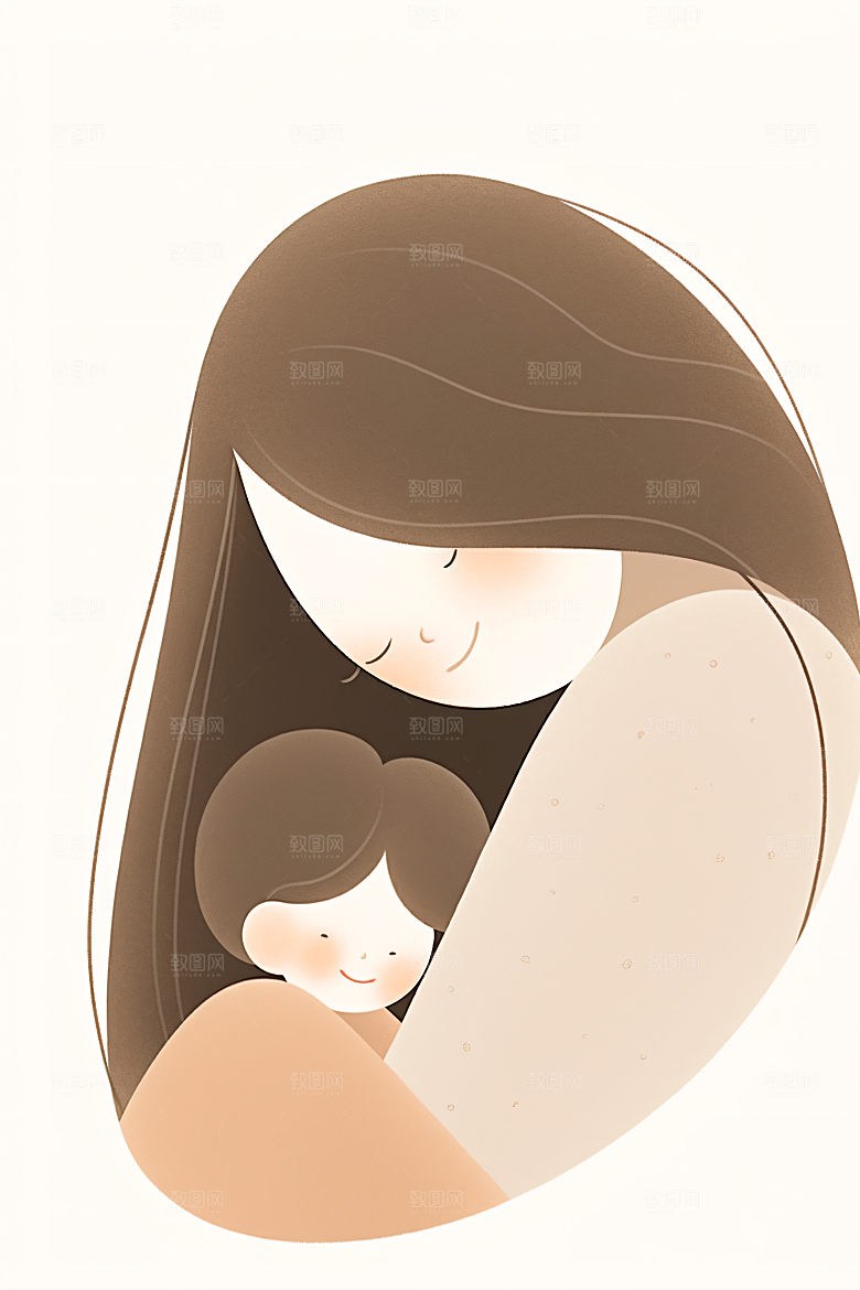 简约母亲节母爱亲子插画