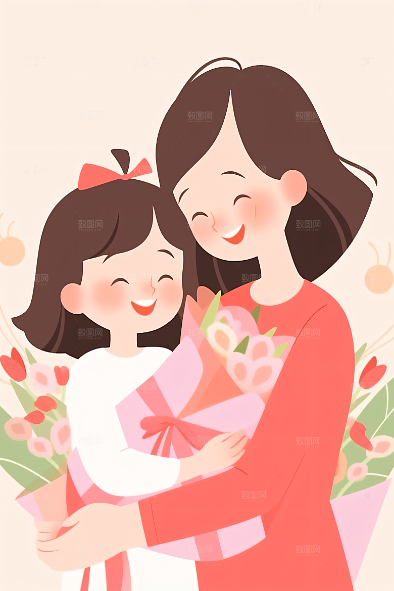 简约母亲节高清亲情插画