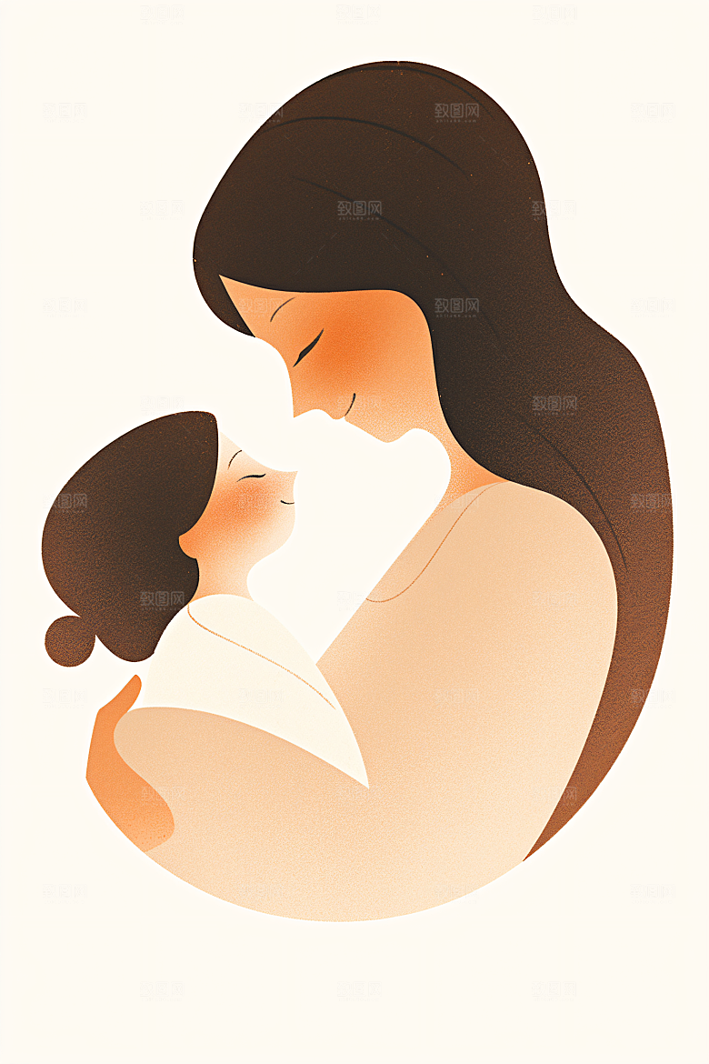 简约母亲节亲情手绘插画