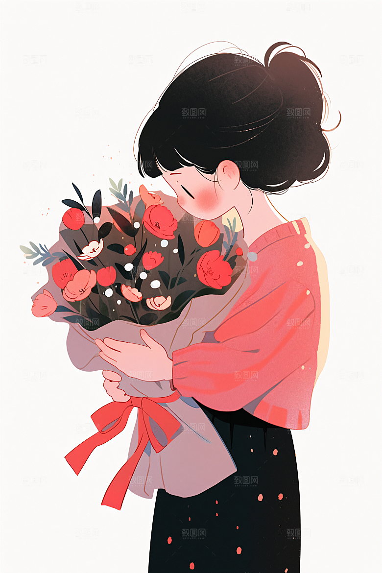 简约母亲节亲子高清插画