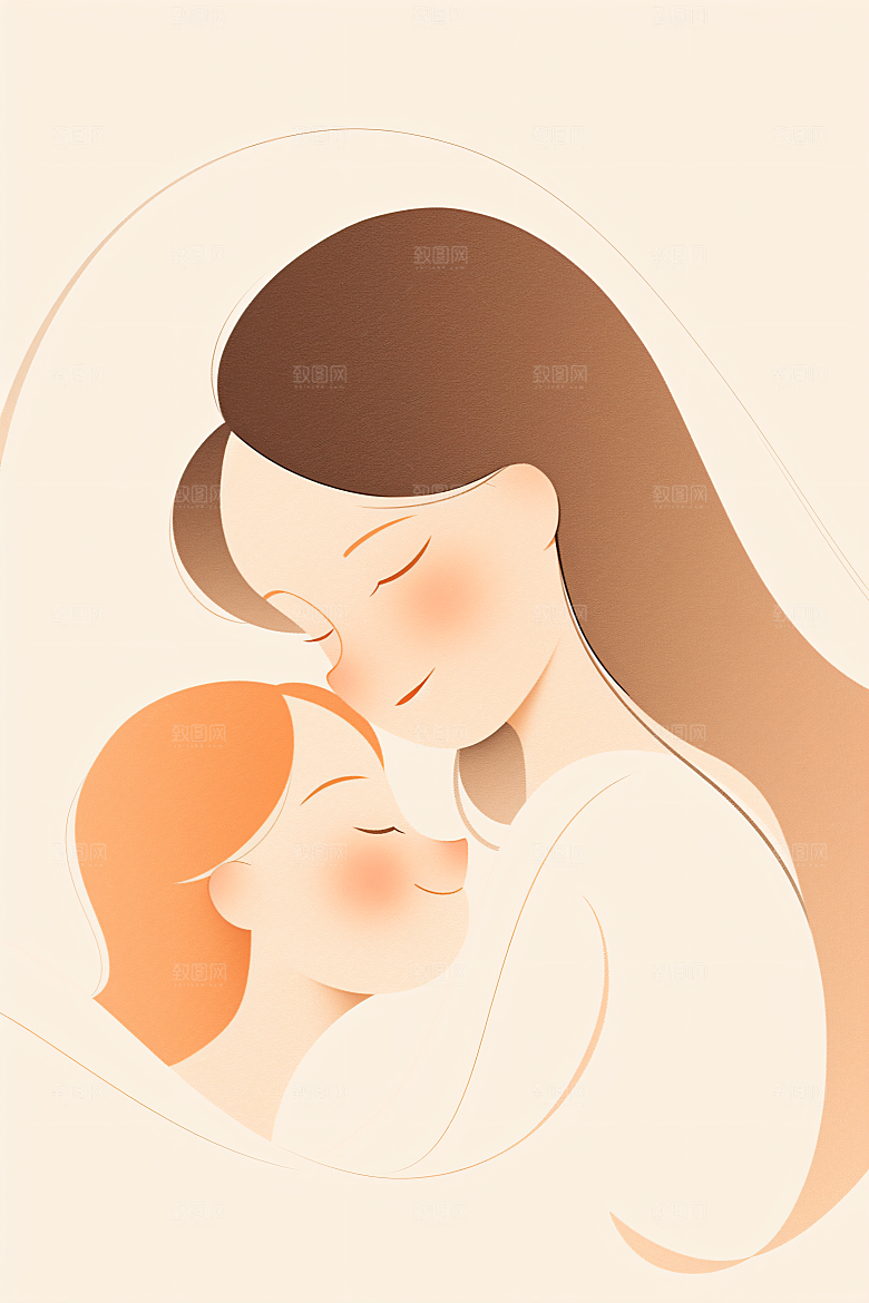 简约母亲节平面唯美插画
